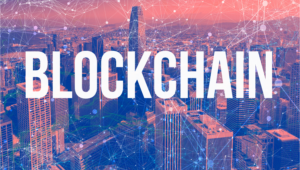 Blockchain logo with a beautiful background