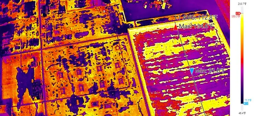 Thermal image showing temperature variations.